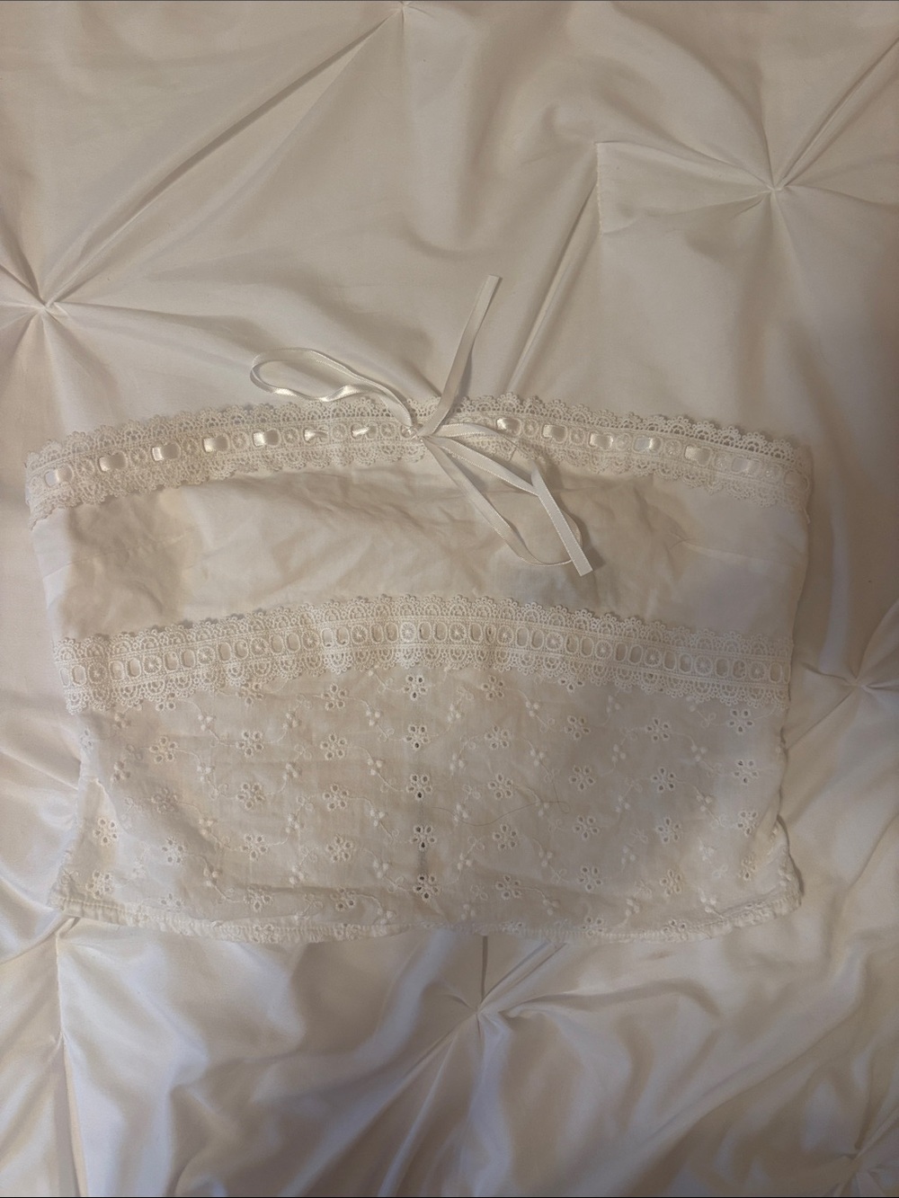 White Fox Boutique White Lace-Trim Strapless Bandeau